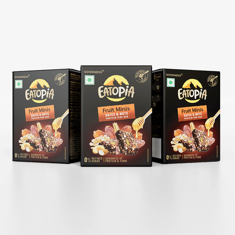 Fruit Minis Dates & Nuts|Dry Fruits Protein Bars |Healthy Energy Snacks - Pack of 2