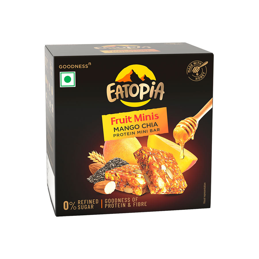 Fruit Minis Mango Chia |Dry Fruits Protein Bars |Healthy Energy Snacks - Pack of 2 (10 bars)