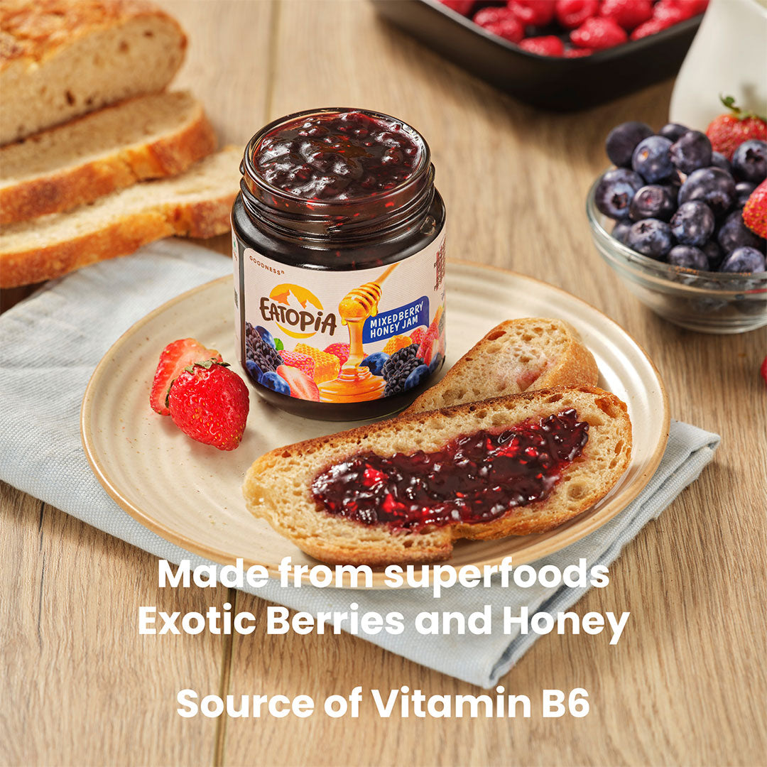 Real Fruit Honey Jam | No added preservatives, No Sugar Mixberry and Strawberry  ( COMBO )