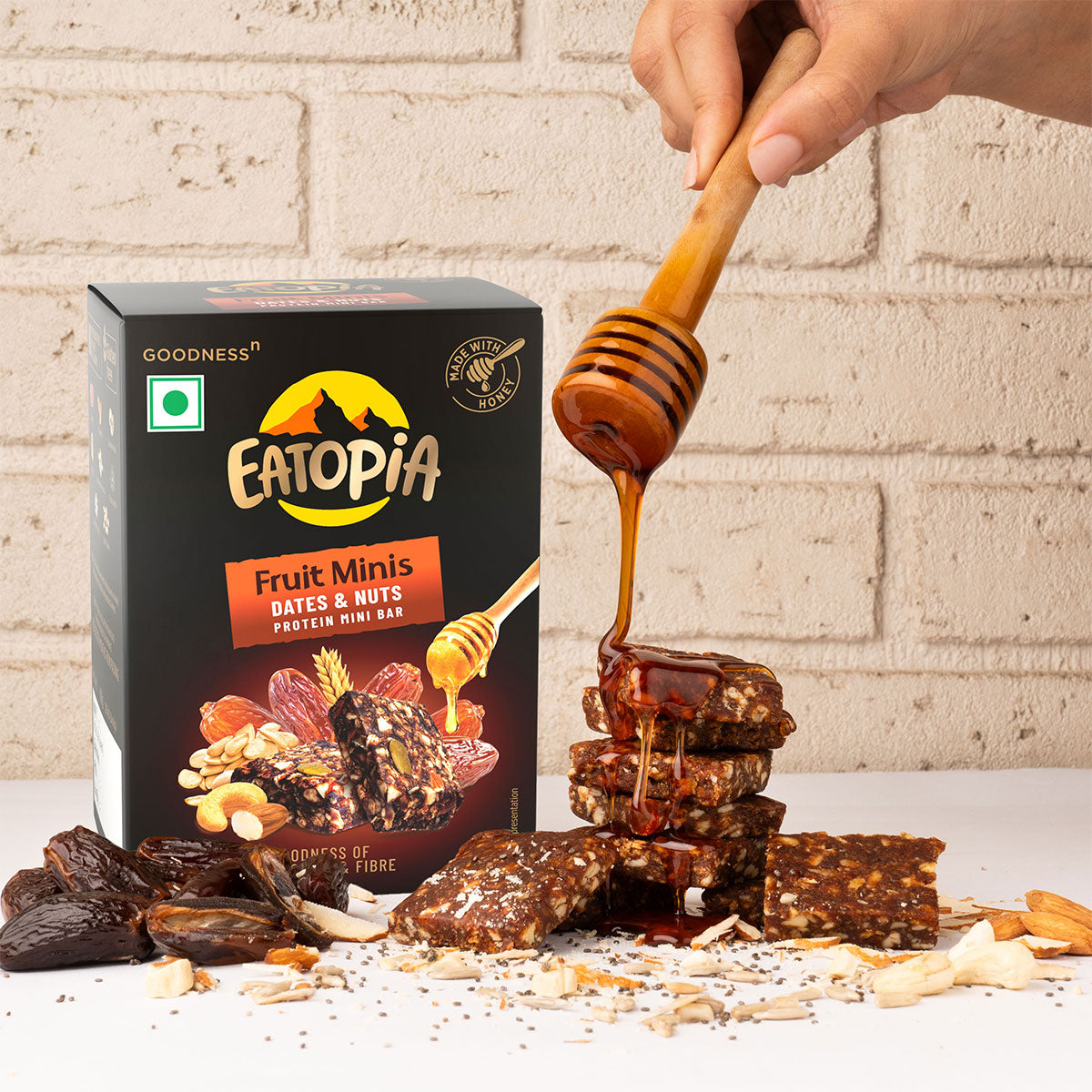 Fruit Minis Dates & Nuts|Dry Fruits Protein Bars |Healthy Energy Snacks - Pack of 2