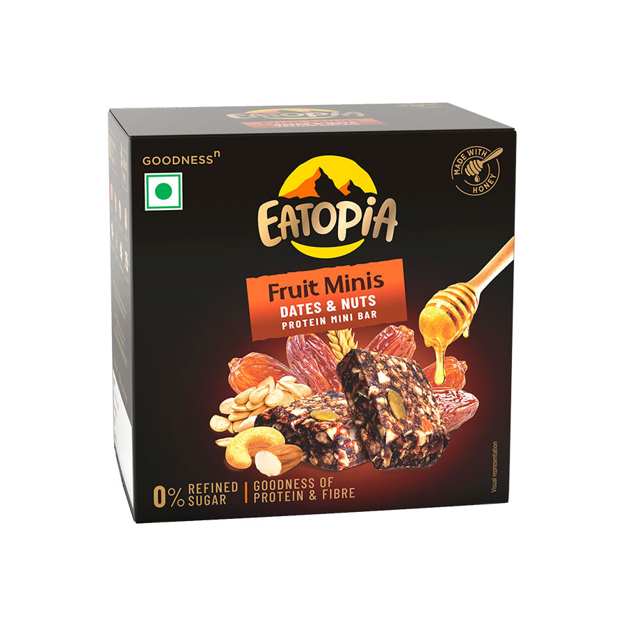 Fruit Minis Dates & Nuts|Dry Fruits Protein Bars |Healthy Energy Snacks - Pack of 2