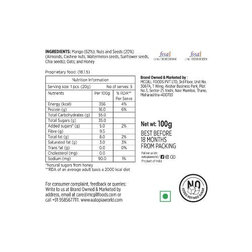 Fruit Minis Mango Chia |Dry Fruits Protein Bars |Healthy Energy Snacks - Pack of 2 (10 bars)