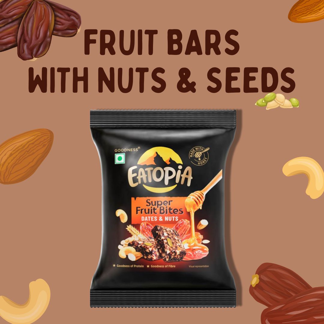 Fruit Minis Dates & Nuts|Dry Fruits Protein Bars |Healthy Energy Snacks - Pack of 2