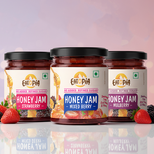 Assorted Pack of 3 Honey Jam | Mixedberry + Strawberry + Mulberry | No refined sugar, No added preservatives