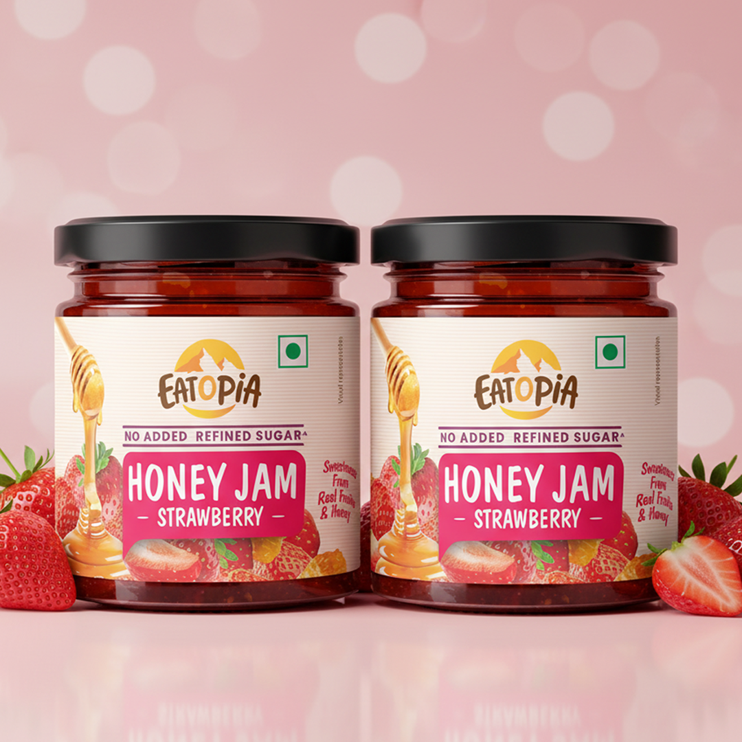 Strawberry Honey Jam (Pack of 2) | 70% Real Berries, No refined sugar, No added preservatives