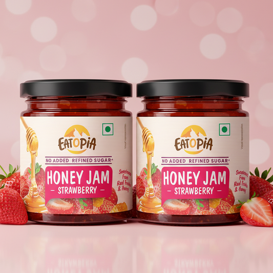 Strawberry Honey Jam (Pack of 2) | 70% Real Berries, No refined sugar, No added preservatives