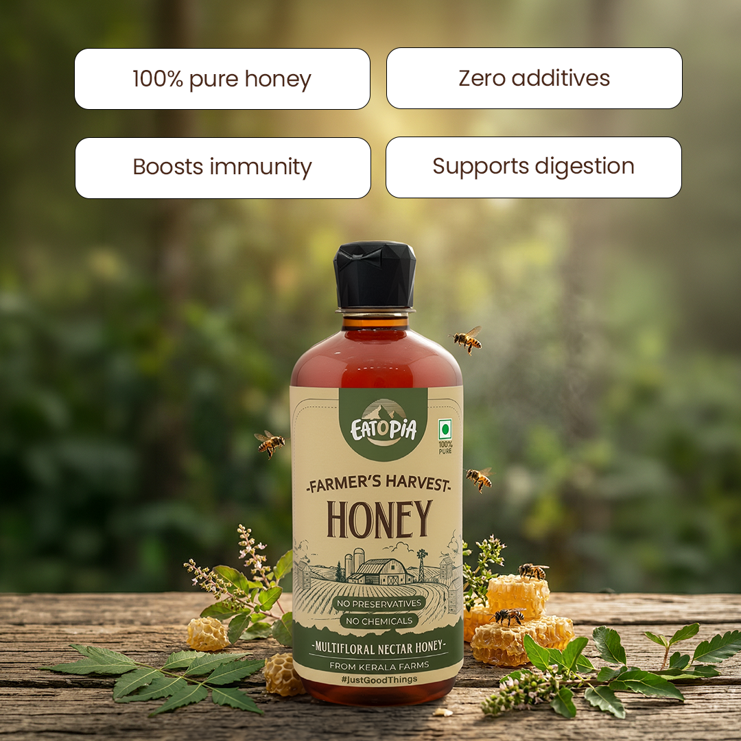 Farmer's Harvest Wild Nectar Honey | 100% Pure & Natural | No Adulteration, No added preservatives (Squeezy)