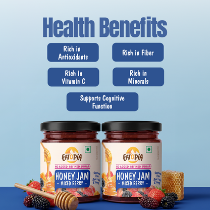 Mixedberry Honey Jam (Pack of 2) | 70% Real Berries, No refined sugar, No added preservatives