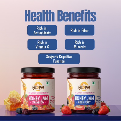 Mixedberry + Strawberry Honey Jam (Combo) | No refined sugar, No added preservatives