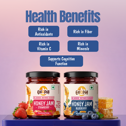 Strawberry + Blueberry Honey Jam (Combo) | No refined sugar, No added preservatives