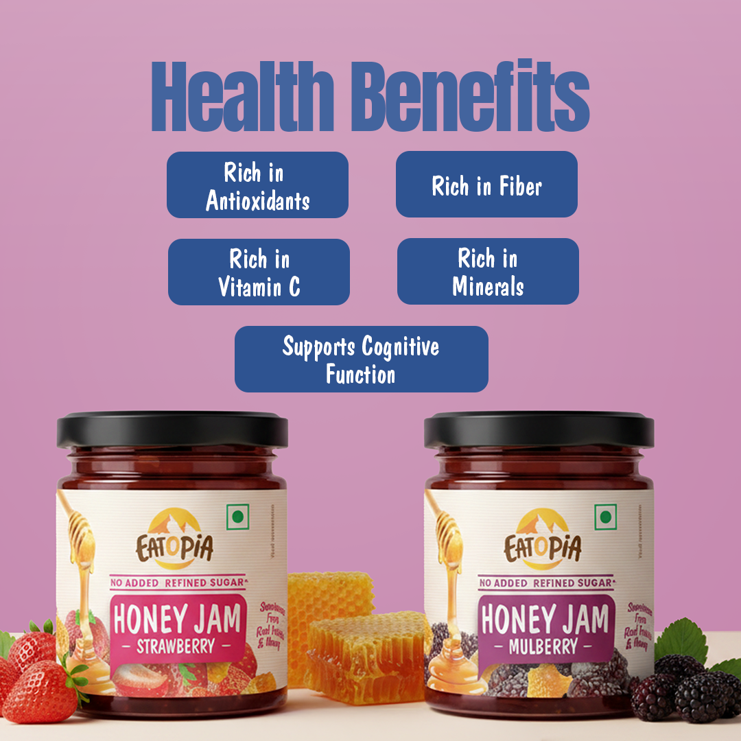 Strawberry + Mulberry Honey Jam (Combo) | No refined sugar, No added preservatives