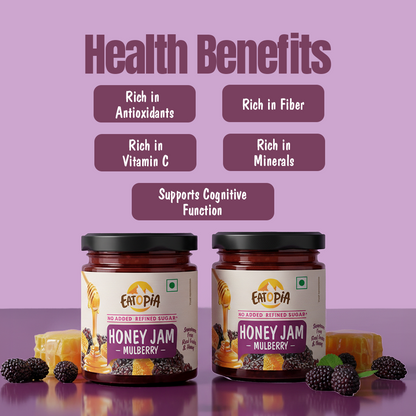 Mulberry Honey Jam (Pack of 2) | 70% Real Berries, No refined sugar, No added preservatives