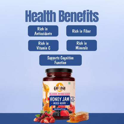 Mixedberry Honey Jam 550g | 70% Real Berries, 29% Honey | No refined sugar, No added preservatives