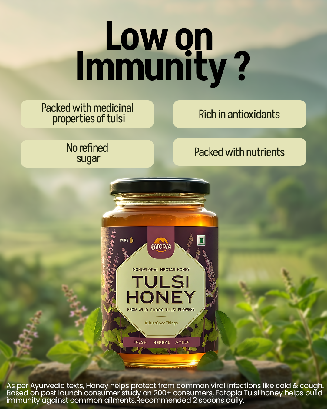 Tulsi Honey 100% Pure Natural  - World's best honey | No Sugar