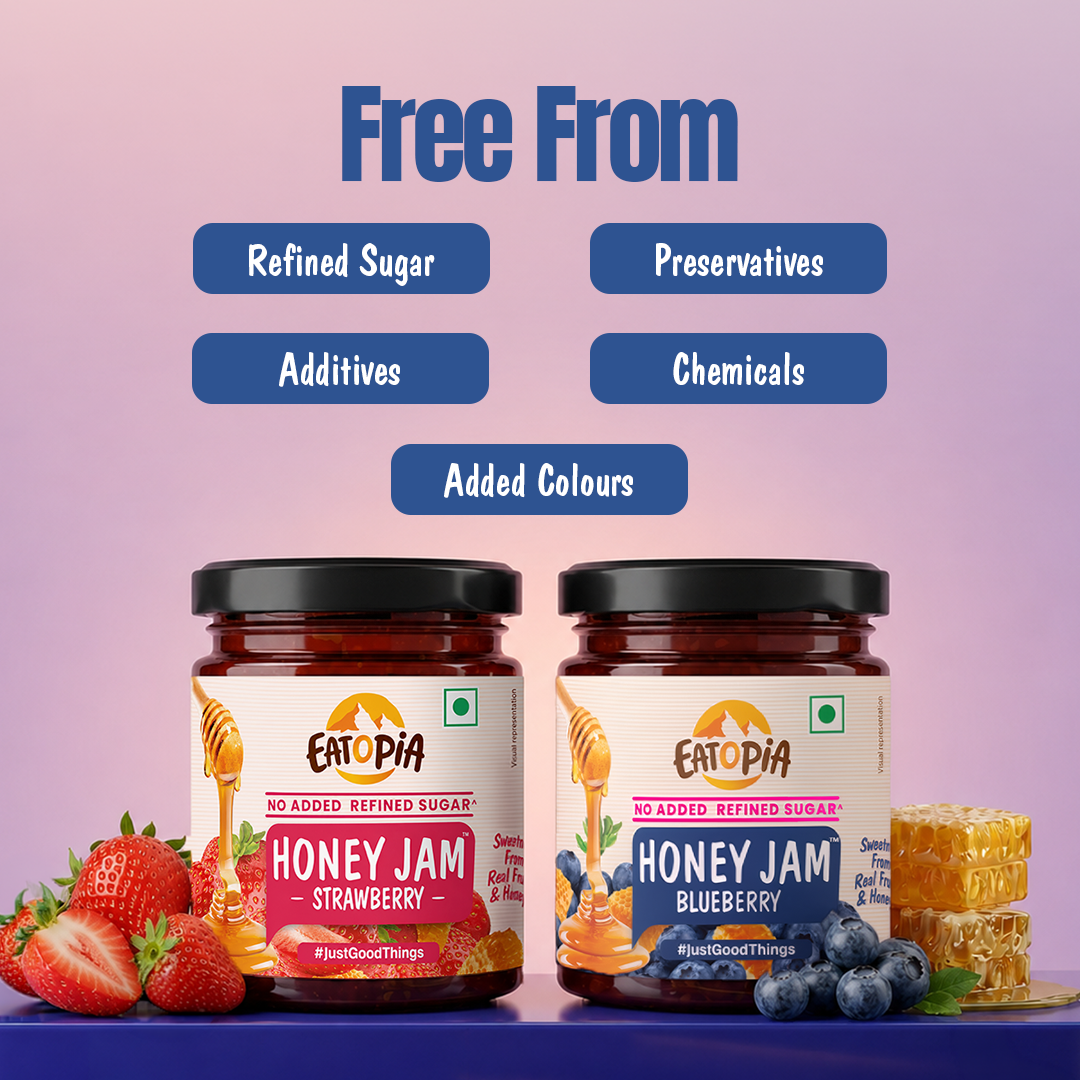 Strawberry + Blueberry Honey Jam (Combo) | No refined sugar, No added preservatives