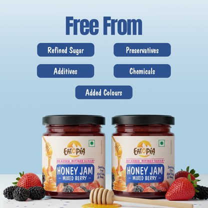 Mixedberry Honey Jam (Pack of 2) | 70% Real Berries, No refined sugar, No added preservatives
