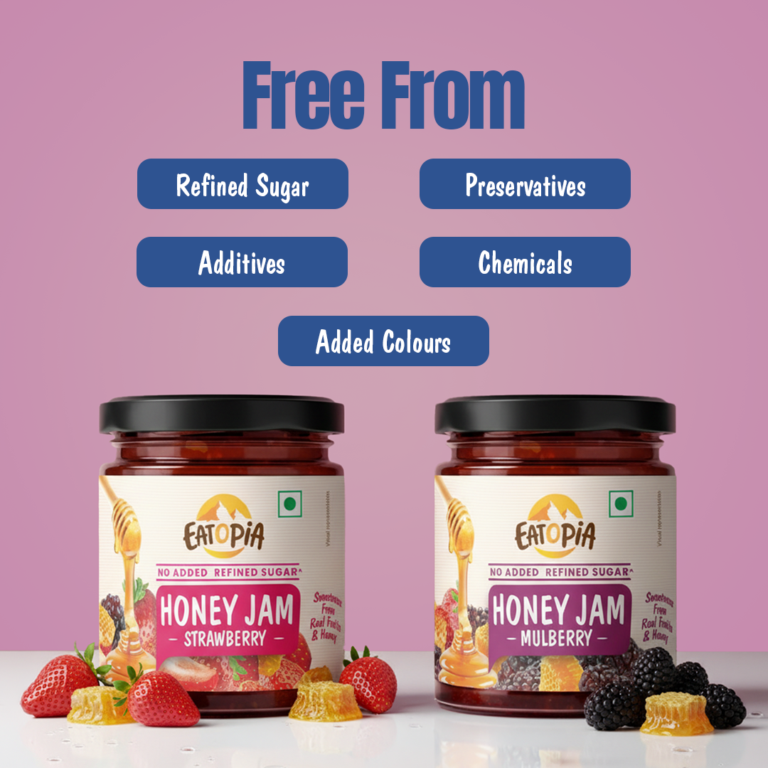 Strawberry + Mulberry Honey Jam (Combo) | No refined sugar, No added preservatives