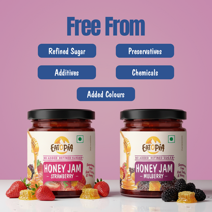 Strawberry + Mulberry Honey Jam (Combo) | No refined sugar, No added preservatives