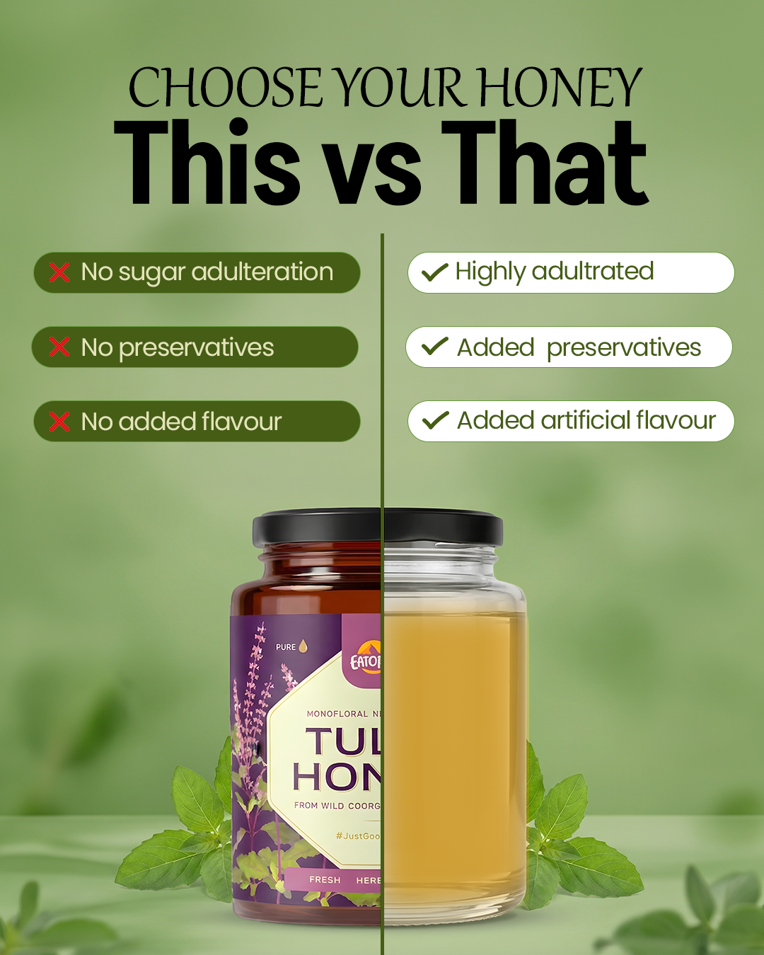 Tulsi Honey 100% Pure Natural  - World's best honey | No Sugar