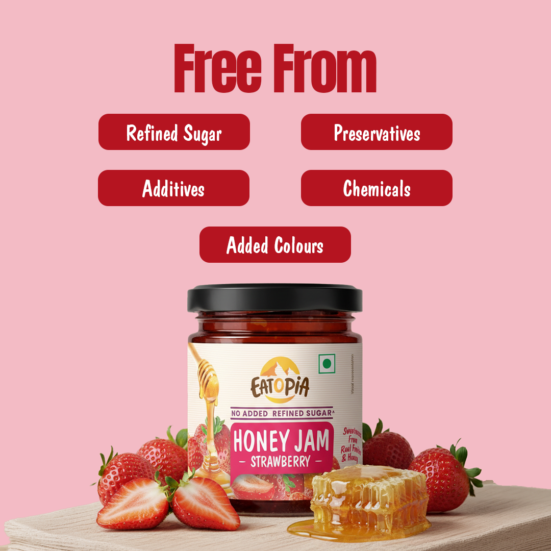 Strawberry Honey Jam | 70% Real Berries, 29% Honey | No refined sugar, No added preservatives