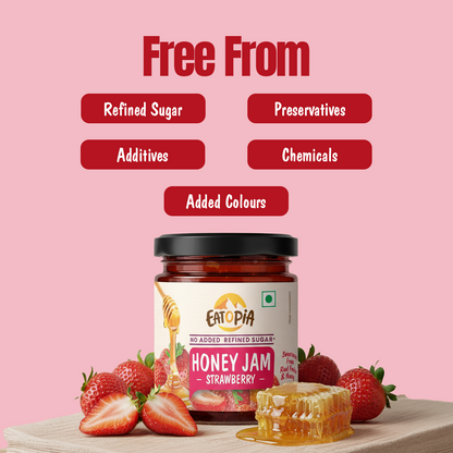 Strawberry Honey Jam | 70% Real Berries, 29% Honey | No refined sugar, No added preservatives