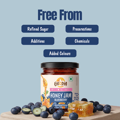 Blueberry Honey Jam | 70% Real Berries, 29% Honey | No refined sugar, No added preservatives