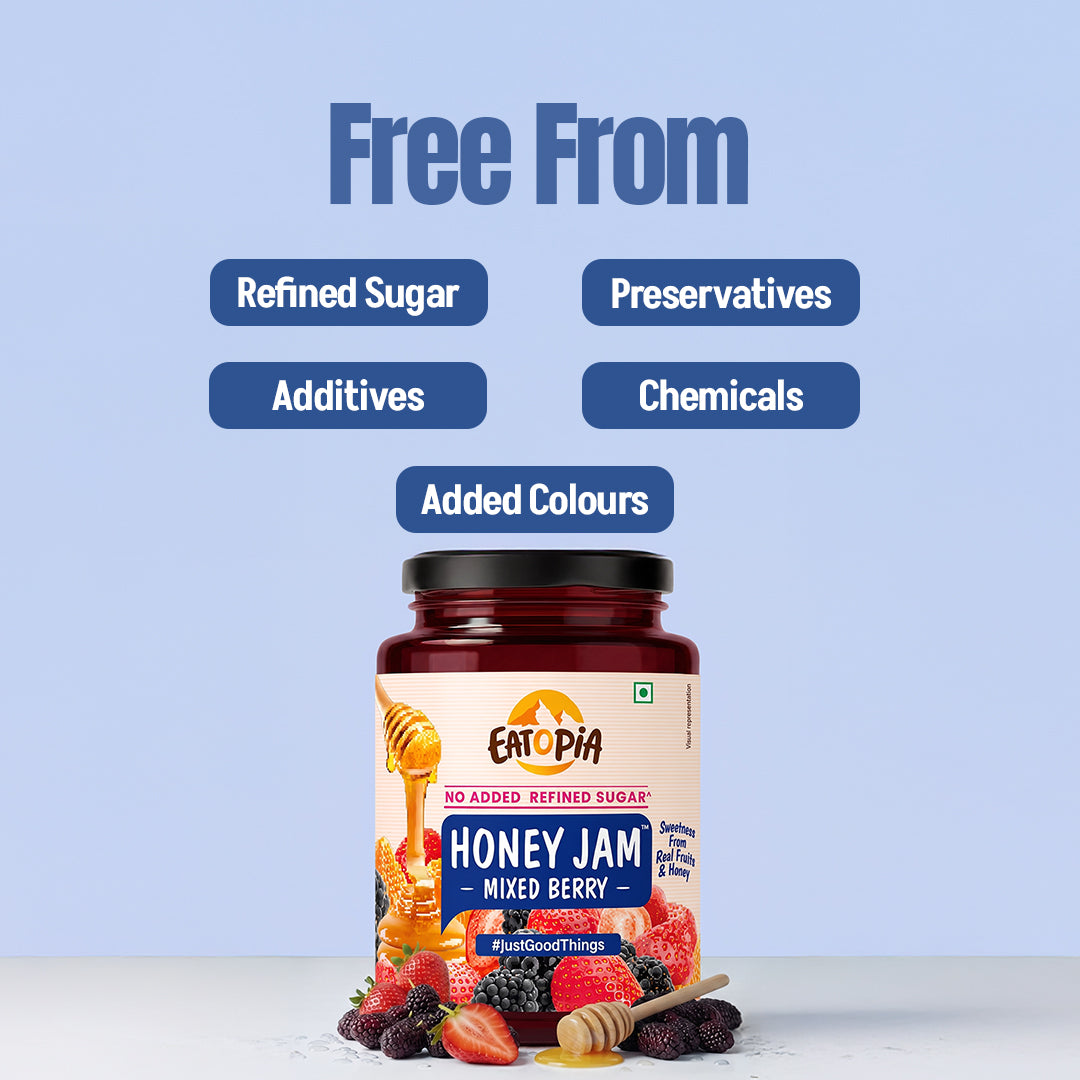 Mixedberry Honey Jam 550g | 70% Real Berries, 29% Honey | No refined sugar, No added preservatives