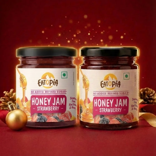 Real Fruit Strawberry Honey Jam | No added preservatives, colour, Refined sugar: Strawberry (pack of 2 )