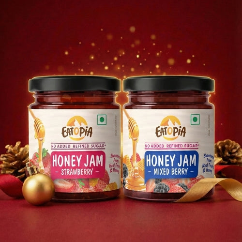 Real Fruit Honey Jam | No added preservatives, No Refined Sugar Mixberry and Strawberry ( COMBO )