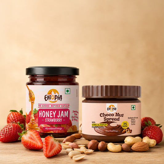 Strawberry Honey Jam 240g + Choco Nut Spread 180g (Combo) | No refined sugar, No added preservatives