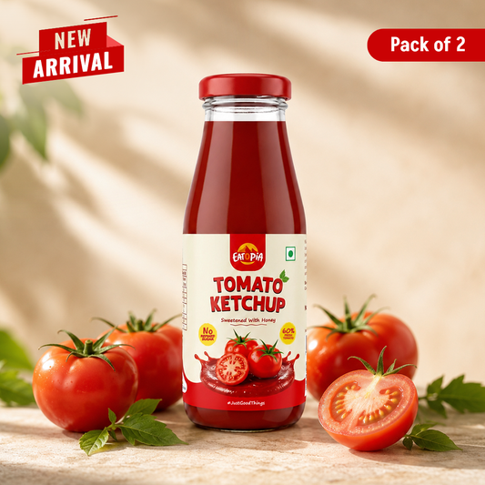 Tomato Ketchup 440g (Pack of 2) | 60% Fresh Tomatoes | No Refined Sugar - Sweetened with Honey | No Preservatives