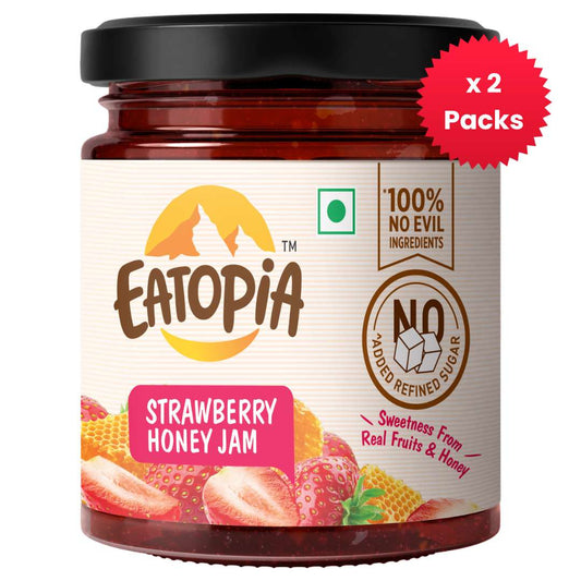 Real Fruit Honey Jam | No added preservatives, colour, sugar : Strawberry ( pack of 2 )