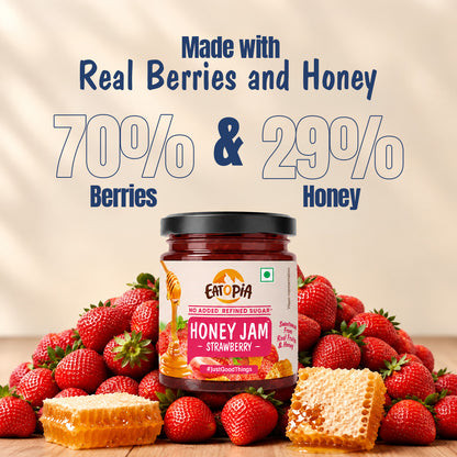 Assorted Pack of 3 | Blueberry Honey Jam + Mixed Berry Honey Jam + Strawberry Honey Jam (240g+240g+240g)| No refined sugar, No added preservatives
