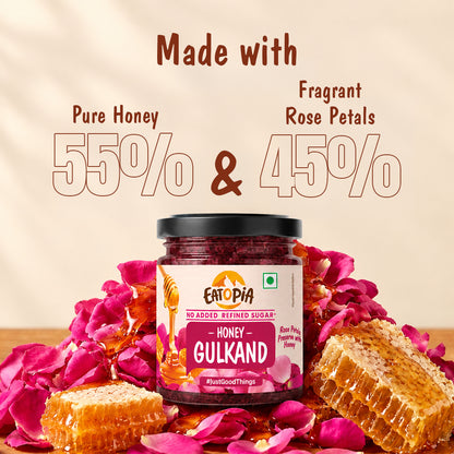 Honey Gulkand+ Blueberry Honey Jam (Combo) | No refined sugar, No added preservatives