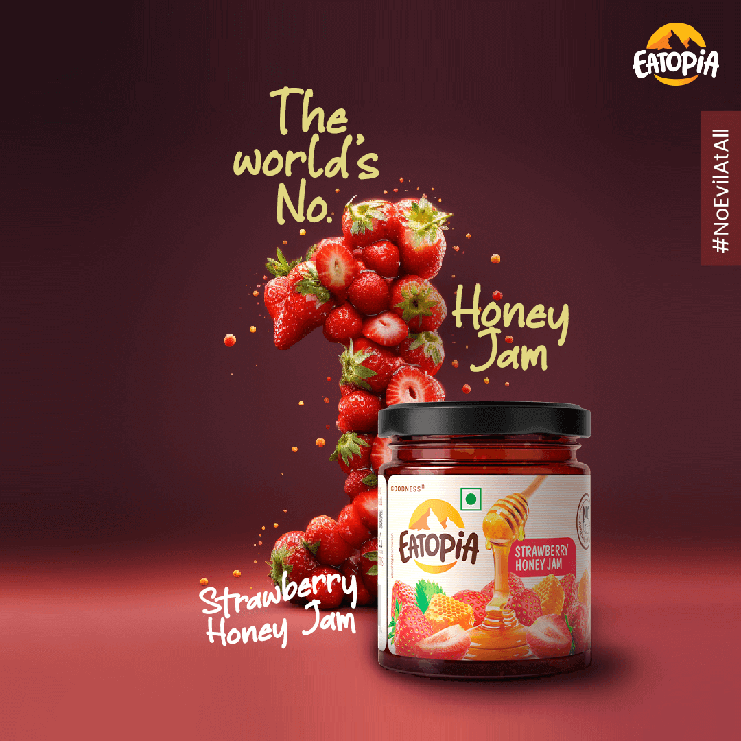 Real Fruit Honey Jam | No added preservatives, colour, sugar : Strawberry ( pack of 2 )