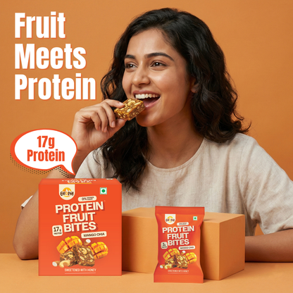 Protein Fruit Bites Mango Chia |Dry Fruits Protein Bars |Healthy Energy Snacks - Pack of 2 (10 bars)