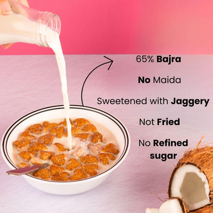 Millet Bites Bajra Coconut Breakfast Cereals (Pack of 6) | No Sugar, No Maida Healthy Snack for Kids, Adults