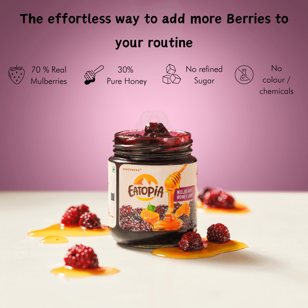 Real Fruit Honey Jam | Mixed berry + Mulberry | No added preservatives, sugar (Combo)