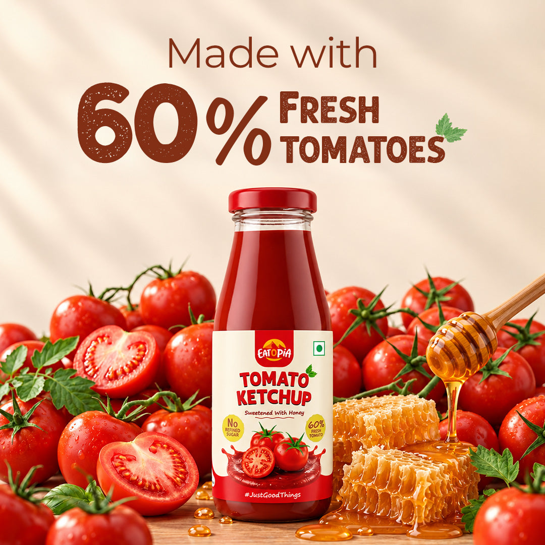 Assorted Pack of 3 | Tomato Ketchup + Blueberry Honey Jam + Honey Gulkand (220g+240g+240g)| No refined sugar, No added preservatives