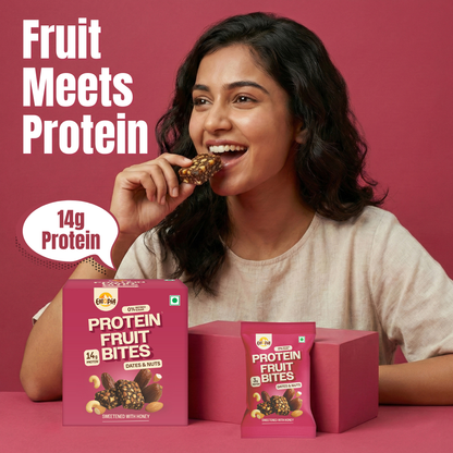 Protein Fruit Bites Dates & Nuts |Dry Fruits Protein Bars |Healthy Energy Snacks - Pack of 2 (10 bars)
