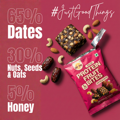 Protein Fruit Bites Dates & Nuts |Dry Fruits Protein Bars |Healthy Energy Snacks - Pack of 2 (10 bars)