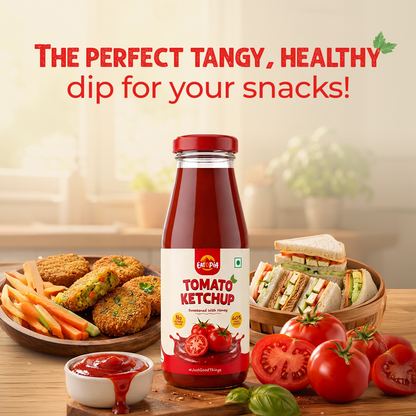 Tomato Ketchup 440g (Pack of 2) | 60% Fresh Tomatoes | No Refined Sugar - Sweetened with Honey | No Preservatives