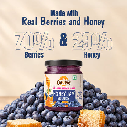 Assorted Pack of 3 | Blueberry Honey Jam + Mixed Berry Honey Jam + Strawberry Honey Jam (240g+240g+240g)| No refined sugar, No added preservatives