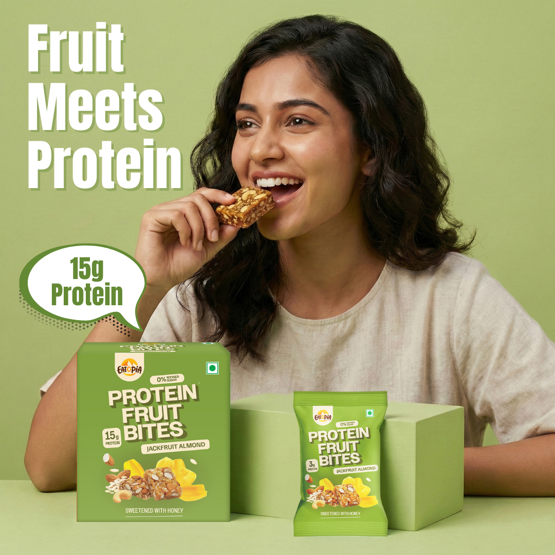 Protein Fruit Bites Jackfruit Almond |Dry Fruits Protein Bars |Healthy Energy Snacks - Pack of 2 (10 bars)
