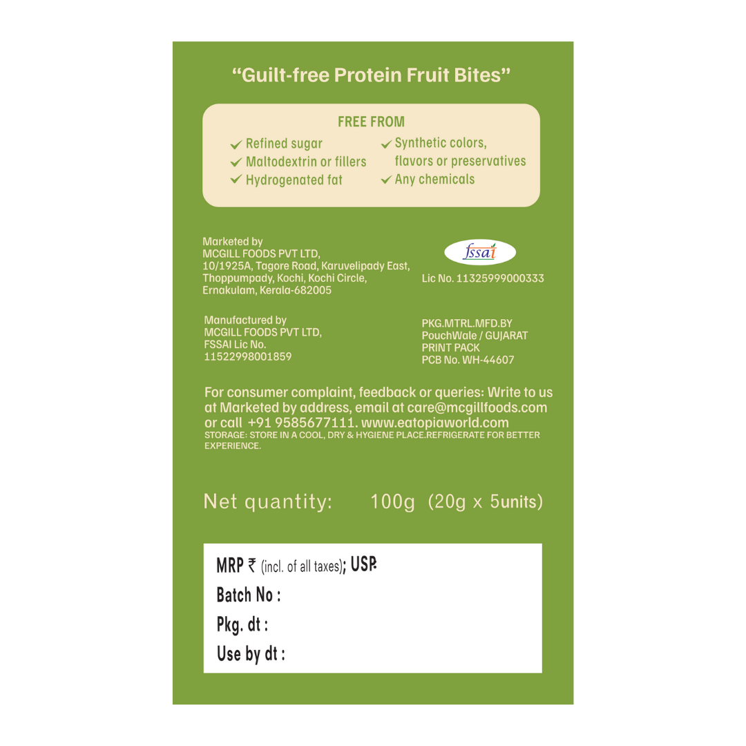 Protein Fruit Bites Jackfruit Almond |Dry Fruits Protein Bars |Healthy Energy Snacks - Pack of 2 (10 bars)