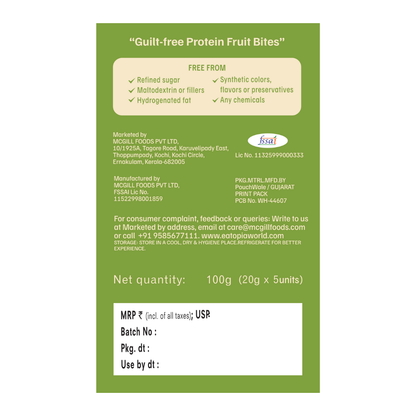 Protein Fruit Bites Jackfruit Almond |Dry Fruits Protein Bars |Healthy Energy Snacks - Pack of 2 (10 bars)