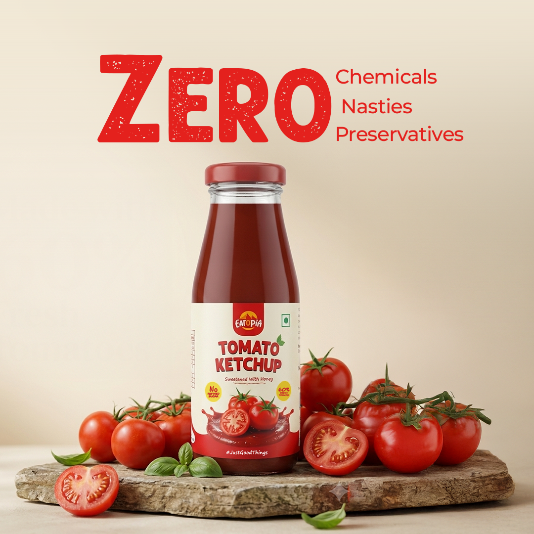 Tomato Ketchup 440g (Pack of 2) | 60% Fresh Tomatoes | No Refined Sugar - Sweetened with Honey | No Preservatives