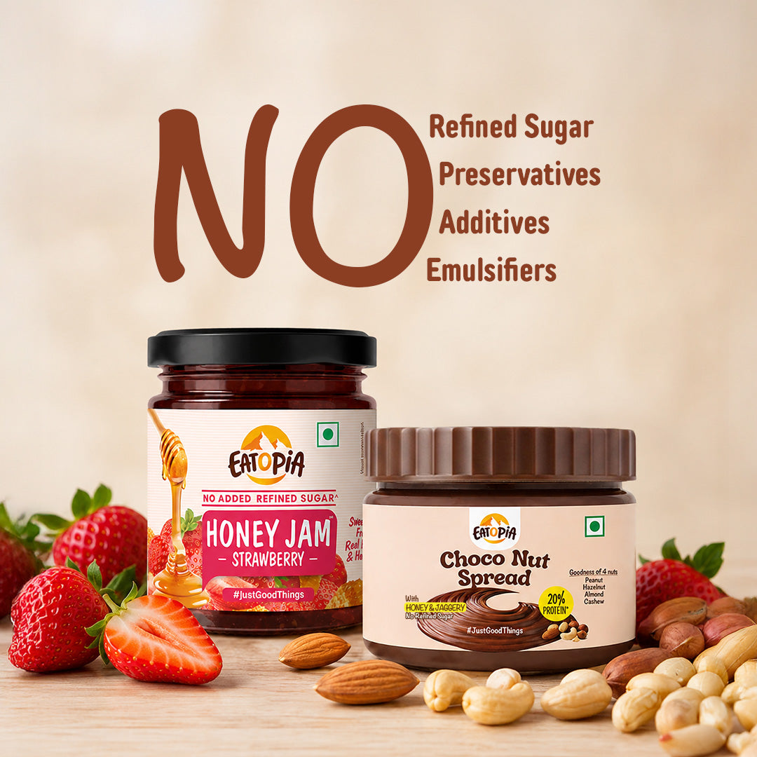 Strawberry Honey Jam 240g + Choco Nut Spread 180g (Combo) | No refined sugar, No added preservatives