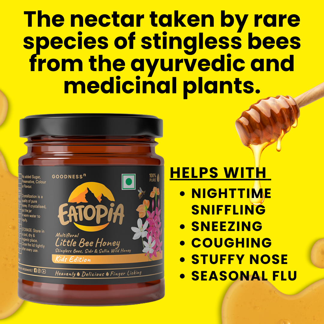 100% Stingless Bees Natural,Pure Kids Little Bee Immunity Building Honey | Medicinal plants
