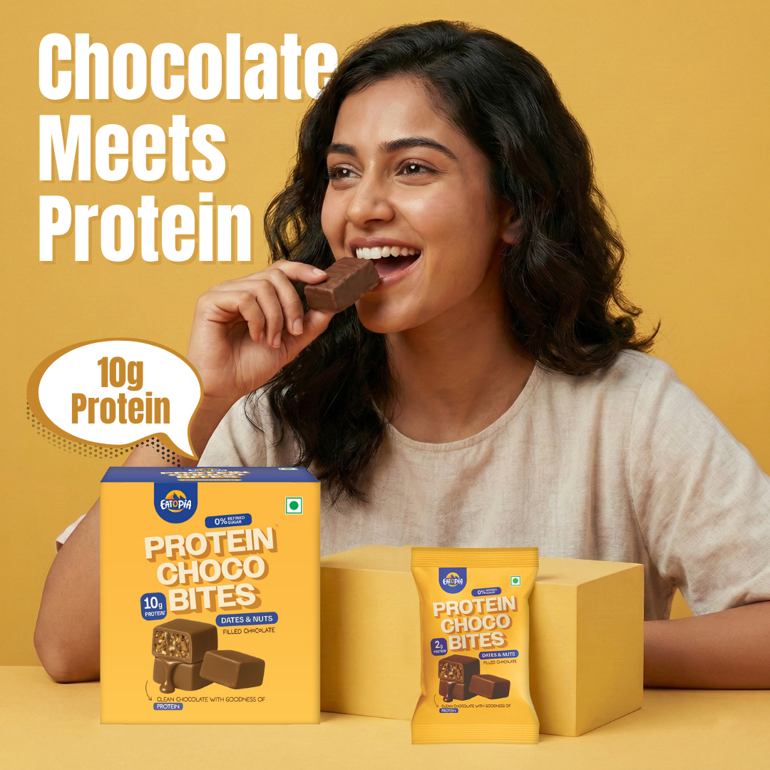 Protein Choco Bites | 10g Protein | Dates & Nuts Chocolate Protein Bar | Energy bar | 100g